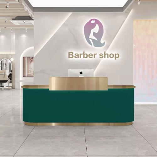 reception counter with logo beauty salon counter design